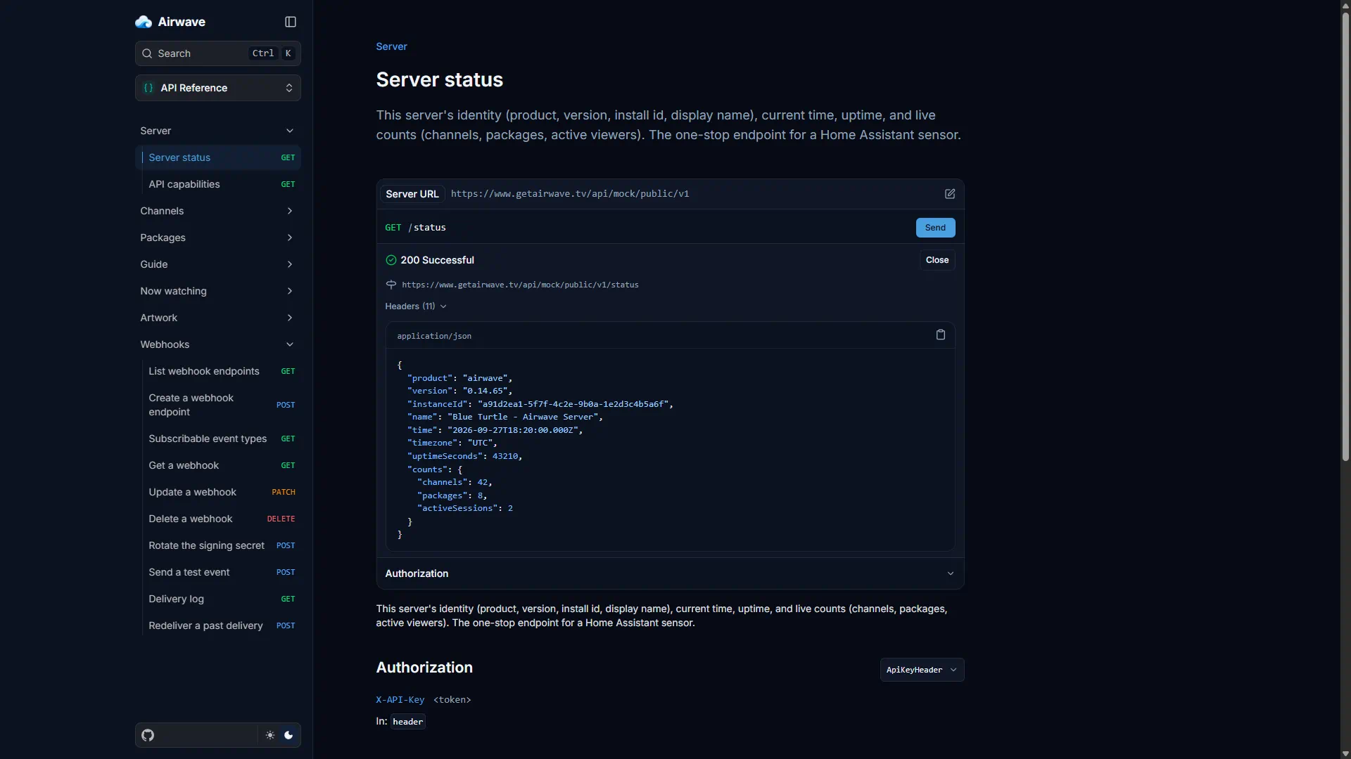 The interactive API reference with a Try it playground